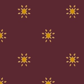 Simple Yellow Star Pattern on Dark Burgundy Red Background - SpringGarden2023