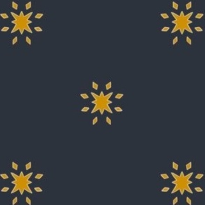 Simple Yellow Star Pattern on Solid Navy Blue Background - SpringGarden2023