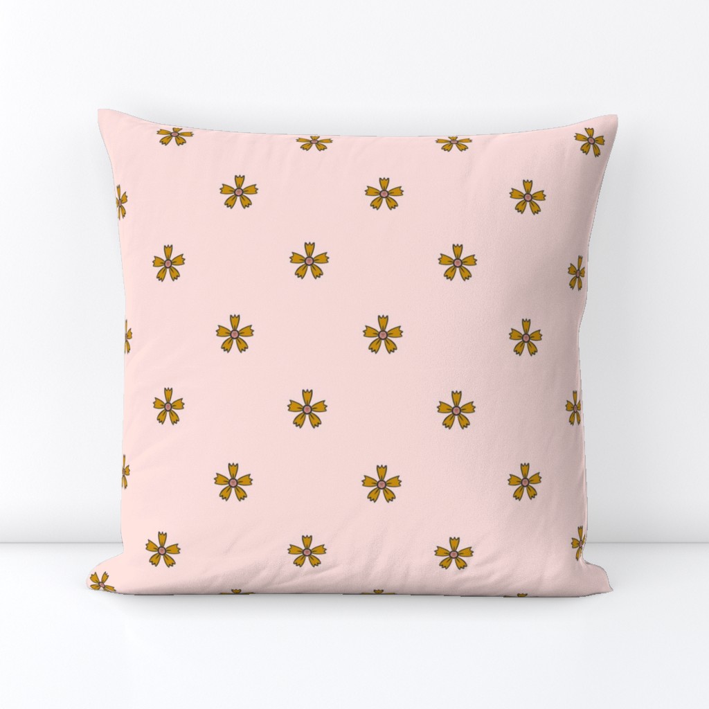 Simple Flower Pattern on Blush Pink Background - SpringGarden2023