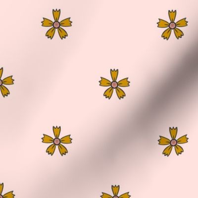 Simple Flower Pattern on Blush Pink Background - SpringGarden2023