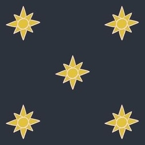 Bright Yellow Stars on Solid Navy Blue Background - SpringGarden2023