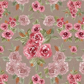 Small - Rouge Rose Garden II - Taupe w Texture