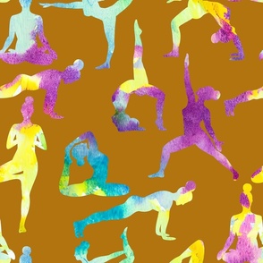 Watercolor Yoga Silhouttes