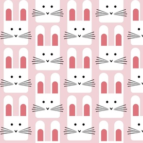 large scale cute white bunnies - easter rabbits  - bunnies fabric and wallpaper