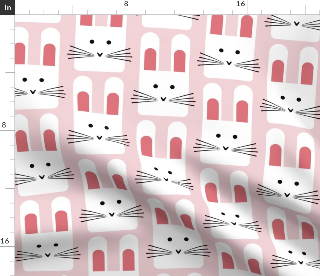 large scale cute white bunnies - easter rabbits  - bunnies fabric and wallpaper