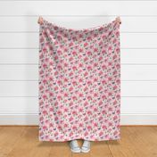 Rustic pink roses on checkered background