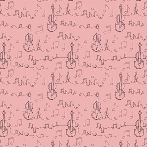 Music Notes and Violin Doodle No. 2 Dusty Pink - Small
