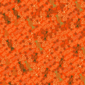 Orange red candy wrappers