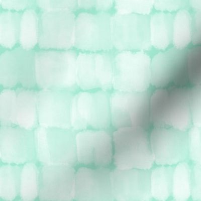 Ice Palace - white paintbrush tiles on pale teal - half scale