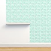 Ice Palace - white paintbrush tiles on pale teal