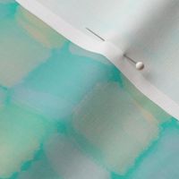 Seaside Glass Palace - colorful paintbrush tiles on bright teal - half scale