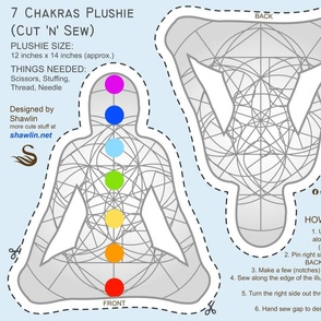 7 chakras cut and sew pillow - cut n sew- fitness soft toy DIY project