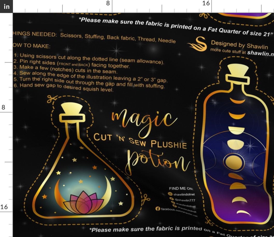 Moon Magic potion Bottle plushie cut n sew stuffed toy DIY project