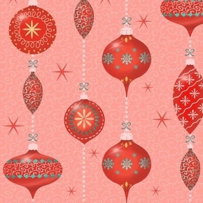 Merry Christmas with red decorative christmas balls