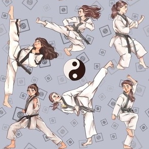 Teakwondo black belt / karate kicks / jujitsu jumps