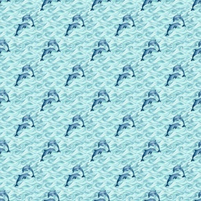 Dolphins and Ocean Waves - Small