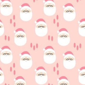 (small scale) santa claus || holiday fabric - pink C22