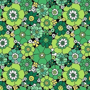 Saint Patrick's Day Floral Bright Groovy Rotated - Large Scale 