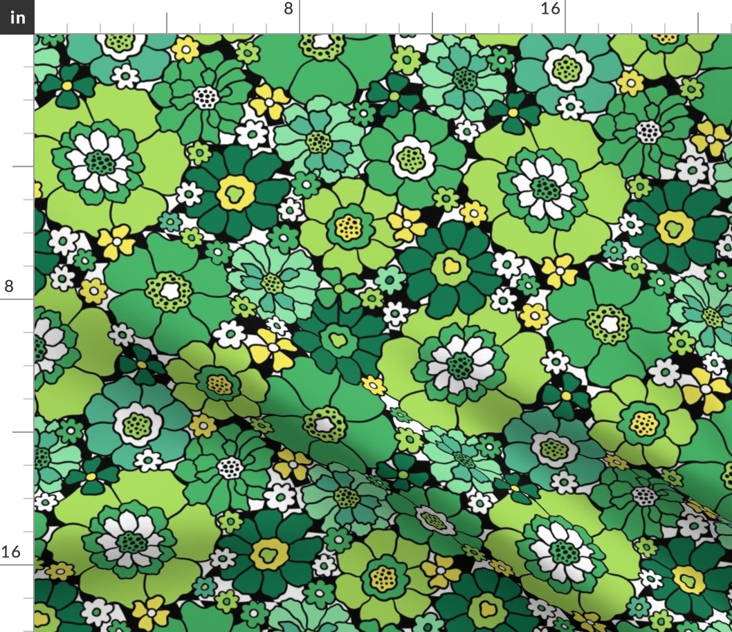 Saint Patrick's Day Floral Bright Groovy Rotated - Large Scale 