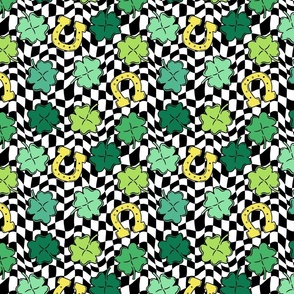 Groovy Lucky Shamrocks Bright - Medium Scale