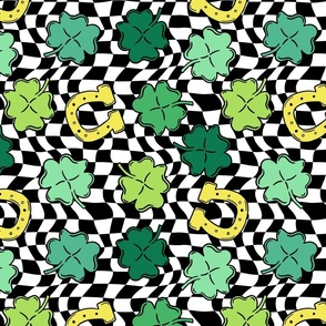 Groovy Lucky Shamrocks Bright Rotated - Large Scale