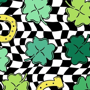 Groovy Lucky Shamrocks Bright Rotated - XL Scale