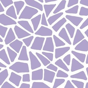 Hand Drawn Cracked Kintsugi Mosaic, White on Lavender Purple (Medium Scale)