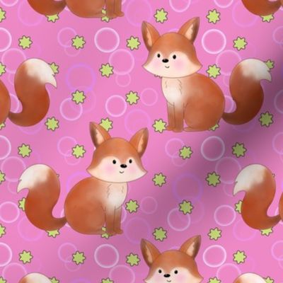 Cute Fox on Pink