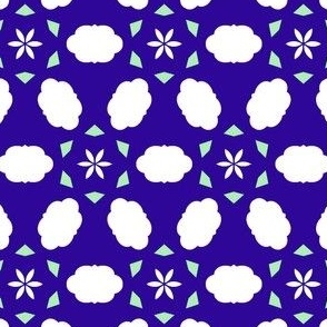 Childrens Room Puffy Clouds white, teal, purple 111