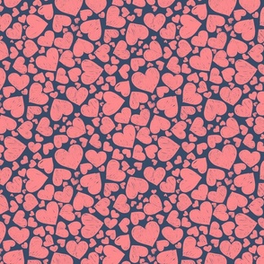 Pink Hearts on a dusty Blue