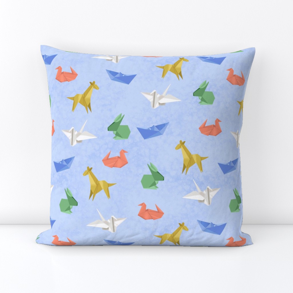 Origami Animals on Baby Periwinkle