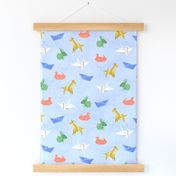 Origami Animals on Baby Periwinkle