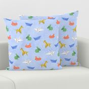 Origami Animals on Baby Periwinkle