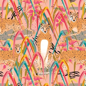 Cheetahs in reeds peach