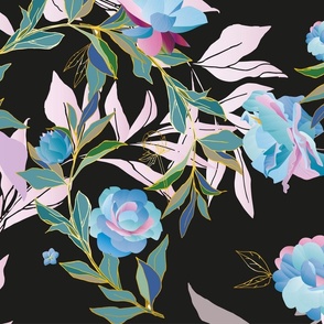 pattern.blue_roses.pink_leaves