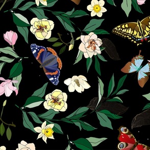 pattern.flowersfly.black