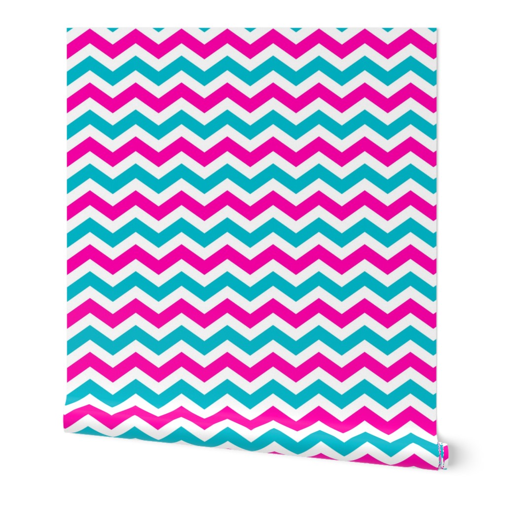 Pink and Turqoise Chevron