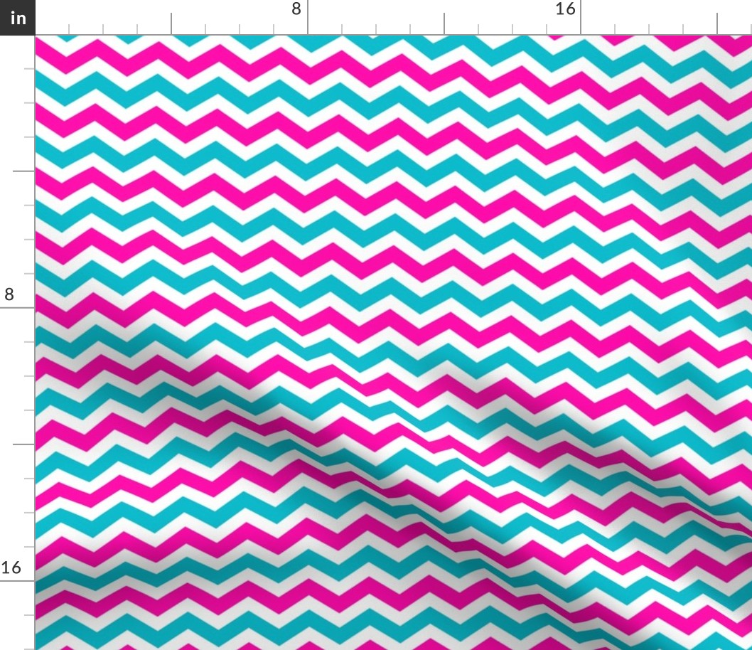 Pink and Turqoise Chevron