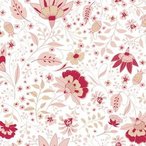 viva magenta red cream flowers  white background-01