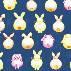 rows of bunnies on dark blue | large