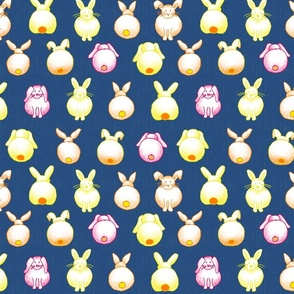 rows of bunnies on dark blue | medium