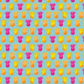 rows of yellow tulips on light blue | small