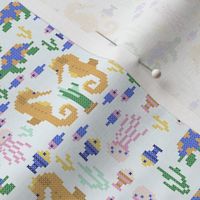 small// Seahorses Cross Stitch Light Blue