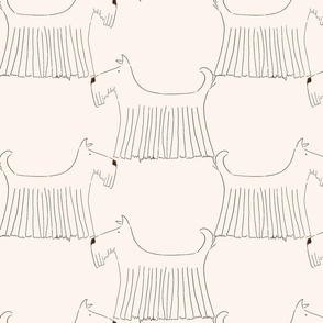 Dog Puppy Sketch cream_LARGE Dogs CREAM fabric cute dog design creme fabric dogs dog breed fabric dog print dog pattern puppy pattern