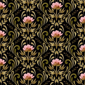 Vintage Victorian  pattern on a black