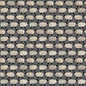 Wee Wooly Sheep in Aran Sweaters (dark grey background small scale)