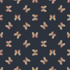 Colorful Butterflies on Solid Navy Blue Background