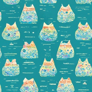 Cats rainbow island in the sea