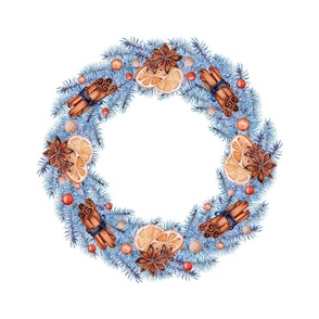 Wreath with Cinnamon, Anis and Orange  - TeaTowel - Wallhanging