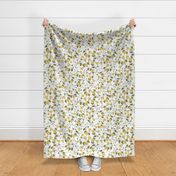 21" a yellow summer  morning glory ,climbers meadow  - nostalgic  home decor on white,  Baby Girl and nursery fabric perfect for kidsroom wallpaper, kids room, kids decor